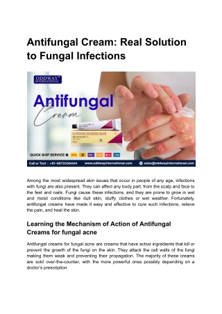 Antifungal Cream: Real Solution to Fungal Infections