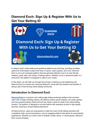Diamond Exch_ Sign Up & Register With Us to Get Your Betting ID