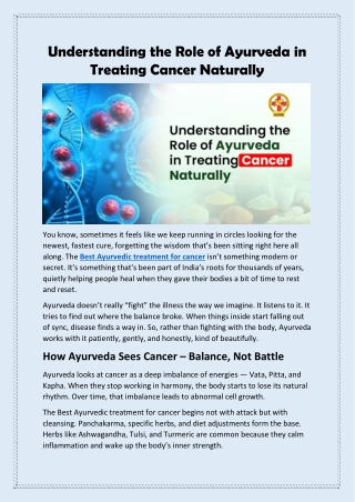 Understanding the Role of Ayurveda in Treating Cancer Naturally