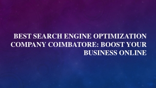 Best Search Engine Optimization Company Coimbatore