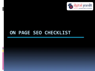 On page SEO checklist for Digital pundit