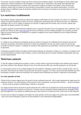 Exploration de différents matériaux utilisés dans l’art postal.