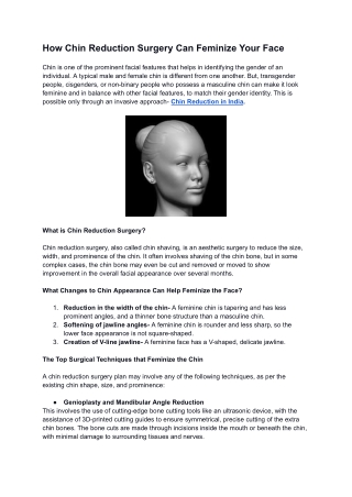How Chin Reduction Surgery Can Feminize Your Face