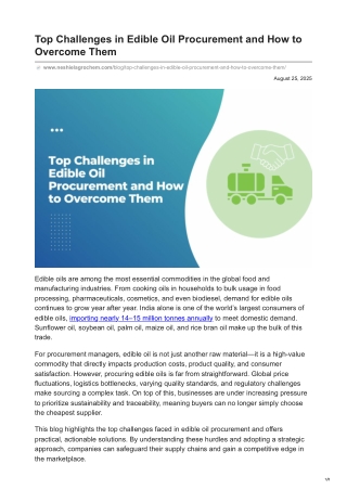 Top Challenges in Edible Oil Procurement and How to Overcome Them