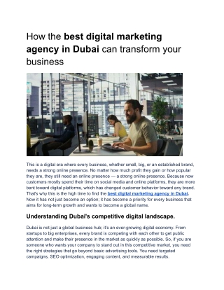 How the best digital marketing agency in Dubai can transform your business  (1)