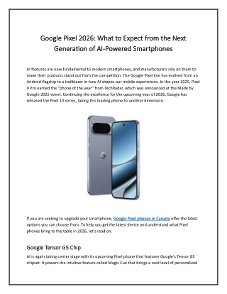 Google Pixel 2026: What to Expect from the Next Generation of AI-Powered Smartph