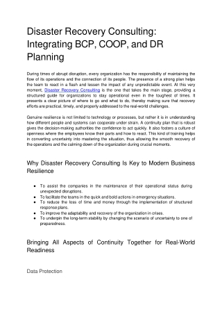 Disaster Recovery Consulting_ Integrating BCP, COOP, and DR Planning