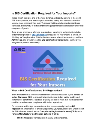 Is BIS Certification Required for Your Imports