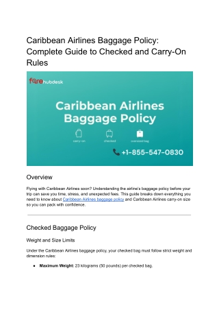 Caribbean Airlines Baggage Policy