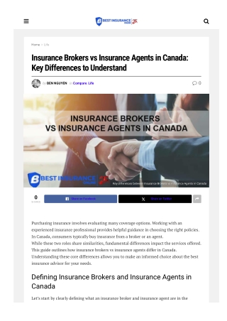 Insurance Brokers vs Insurance Agents in Canada: Best Insurance Online