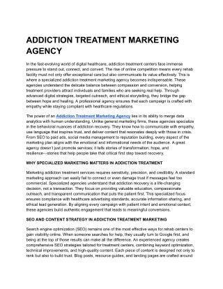 ADDICTION TREATMENT MARKETING AGENCY