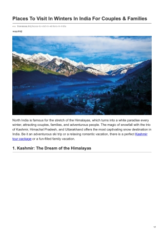 travassa.in-Places To Visit In Winters In India For Couples  Families