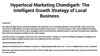 Hyperlocal Marketing Chandigarh_ The Intelligent Growth Strategy of Local Business.