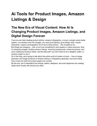 Ai Tools for Product Images, Amazon Listings & Design