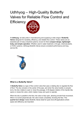 Udhhyog – High-Quality Butterfly Valves for Reliable Flow Control and Efficiency (1)