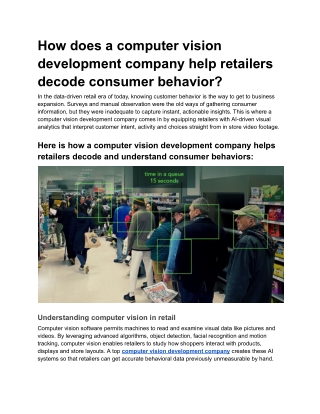 How does a computer vision development company help retailers decode consumer behavior?