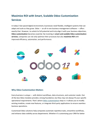 Maximize ROI with Smart, Scalable Odoo Customization Services