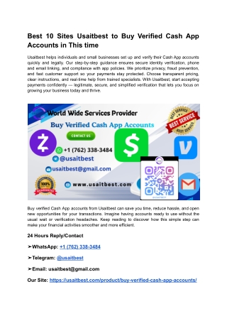 Best 10 Sites Usaitbest to Buy Verified Cash App Accounts in This time
