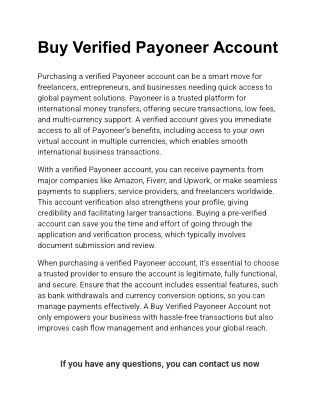 Buy Verified Payoneer Account