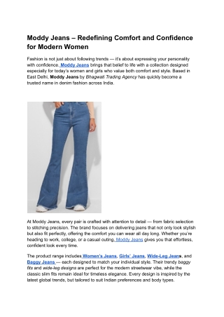 Moddy Jeans – Redefining Comfort and Confidence for Modern Women