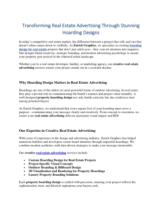 Innovative Hoarding Design for Real Estate