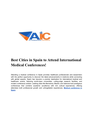 Best Cities in Spain to Attend International Medical Conferences!