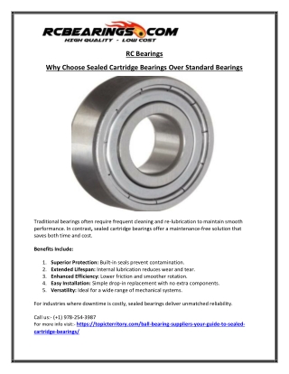 Sealed Bearing Cartridge Supplier  Quality You Can Trust