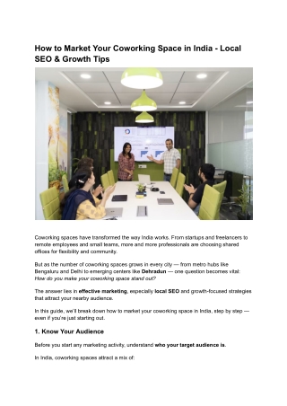 How to Market Your Coworking Space in India-Local SEO & Growth Tips