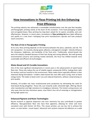How Innovations in Flexo Printing Ink Are Enhancing Print Efficiency