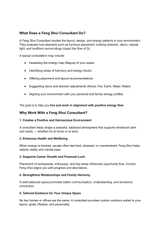 What Does a Feng Shui Consultant Do