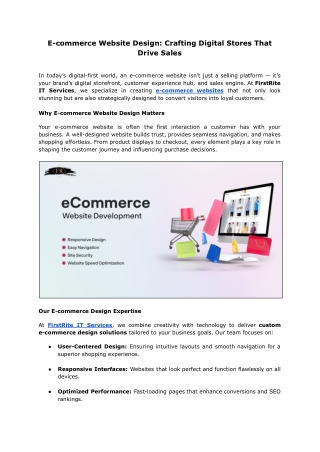 E-commerce Website Design Services | FirstRite IT Services