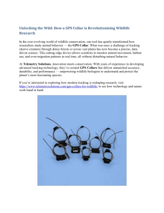 Revolutionizing Wildlife Research with GPS Collar | Telemetry Solutions