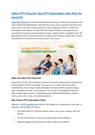 Hind IPTV – Your Gateway to Indian Entertainment