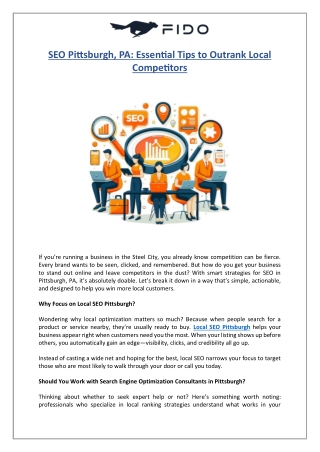 SEO Pittsburgh, PA- Essential Tips to Outrank Local Competitors