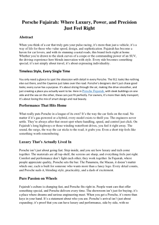 Porsche Fujairah: Where Luxury, Power, and Precision Just Feel Right