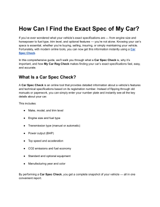 How Can I Find the Exact Spec of My Car