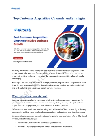 Top Customer Acquisition Channels and Strategies