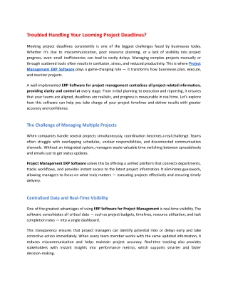Troubled with Project Deadlines? | Project Management ERP Software