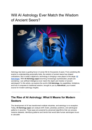 Will AI Astrology Ever Match the Wisdom of Ancient Seers