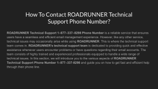 How To Contact ROADRUNNER Technical Support Phone Number?