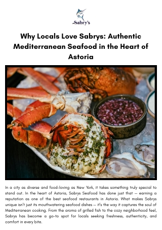 Why Locals Love Sabry’s Authentic Mediterranean Seafood in the Heart of Astoria