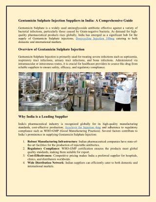 Top Gentamicin Sulphate Injection Suppliers in India