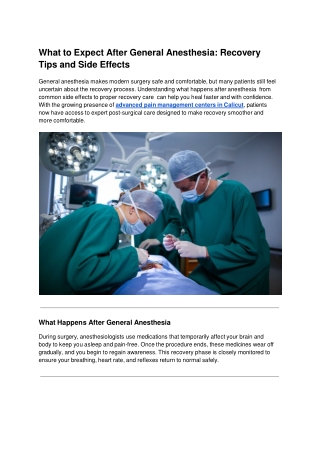 What to Expect After General Anesthesia_ Recovery Tips and Side Effects