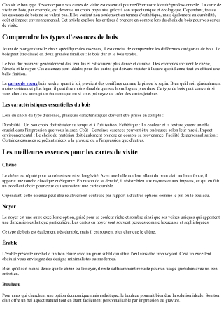 Comment choisir le bon type d'essence pour vos cartes visités ?