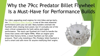 Why the 79cc Predator Billet Flywheel Is a Must-Have for Performance Builds