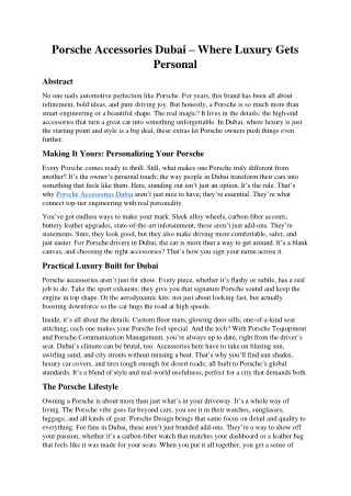 Porsche Accessories Dubai – Where Luxury Gets Personal