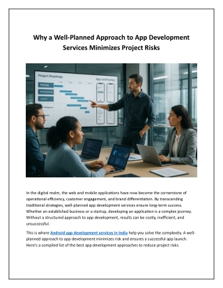Why a Well-Planned Approach to App Development Services Minimizes Project Risks