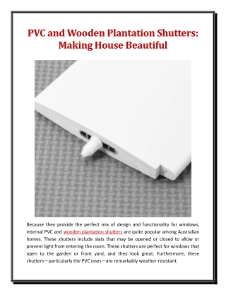 PVC and Wooden Plantation Shutters Making House Beautiful