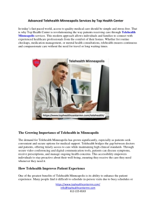 Advanced Telehealth Minneapolis Services by Top Health Center