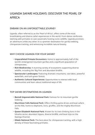 Uganda Safari Holidays with Twiga Tours